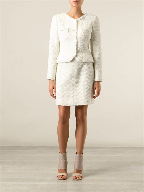 chanel suit with skirt|vintage chanel tweed suit.